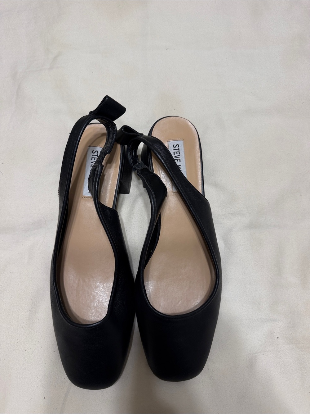 Steve Madden Black Square-Toe Slingback Mules